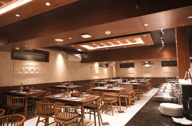 The multi-cuisine restaurant with tables laid for service