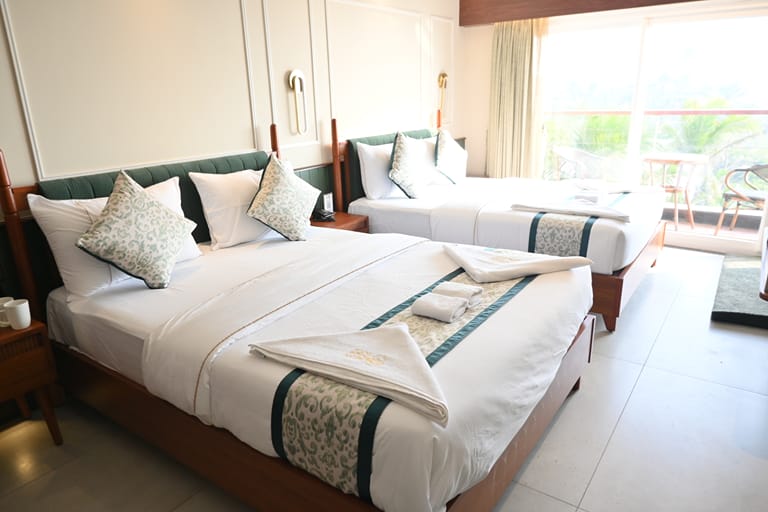 Family room with two beds and bright natural light